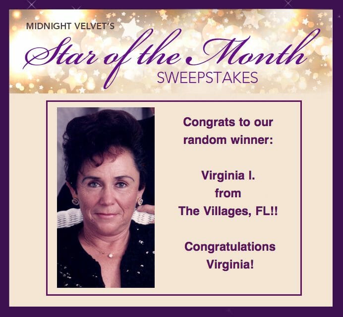 Sweepstakes Winner-Midnight Velvet customer