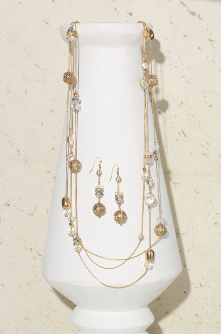 Crystal Multi Strand Necklace and Earring set
