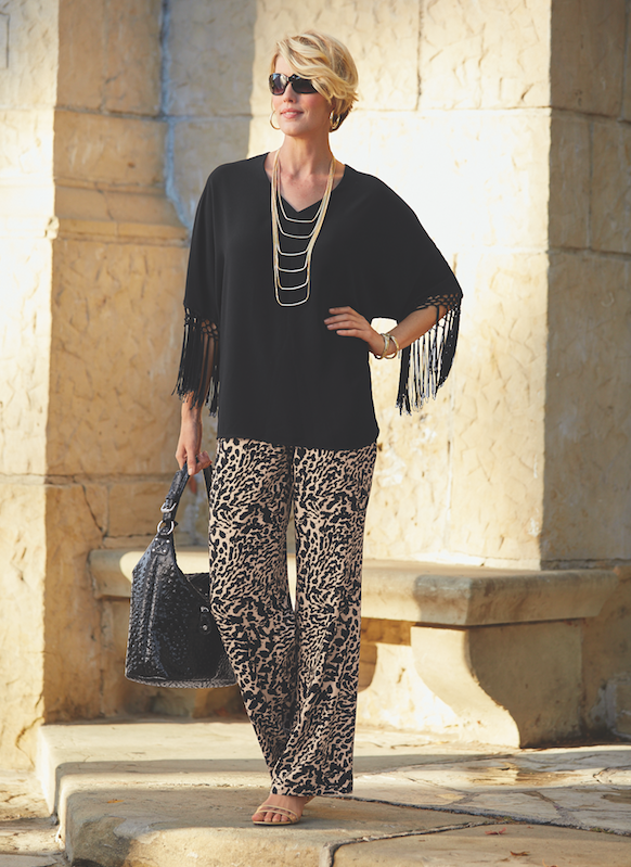 woman wearing a fringe top