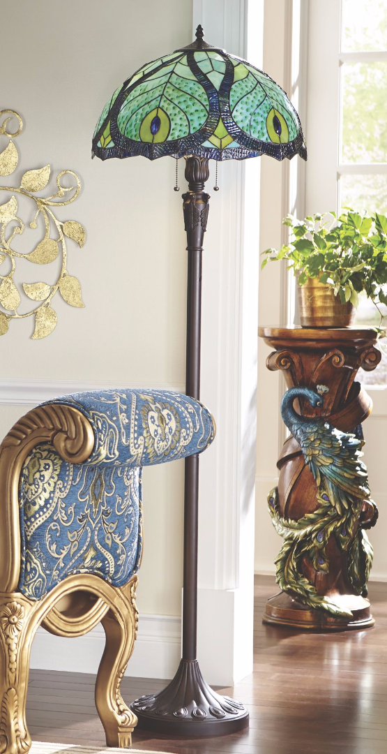 Stained Glass Peacock Floor Lamp
