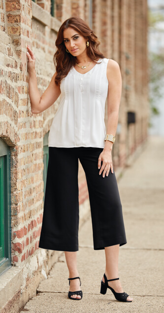 PLEATED SLEEVELESS TOP and SAILOR GAUCH PANT