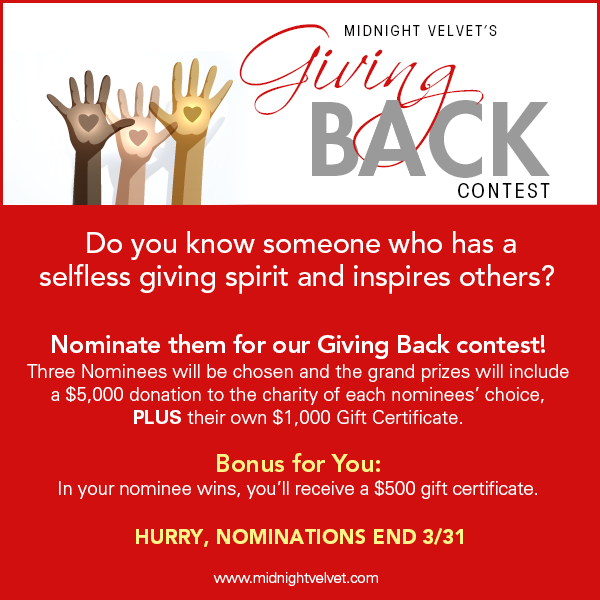 Midnight Velvet Giving Back Charity Contest