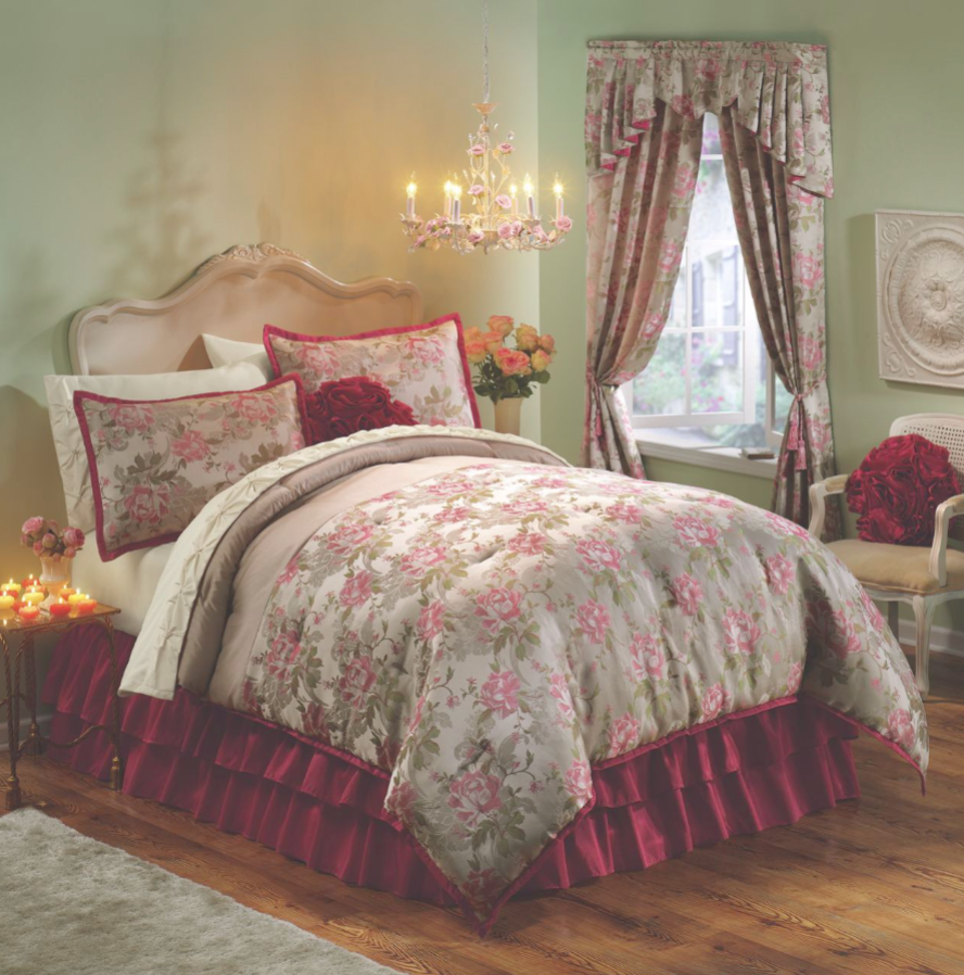 Heirloom Rose Comforter Set and Window Treatments