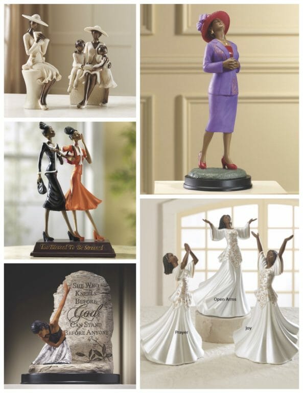 Eight different African-American figurines, all praise related.