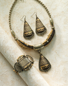 animal print jewelry set-necklace, earrings, and bracelet