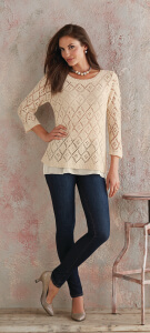Crochet sweater with golden glam sequins