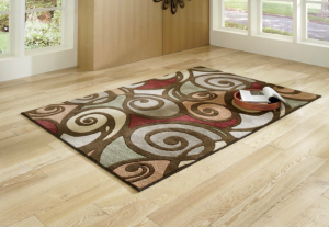 spiraled brown colored area rug