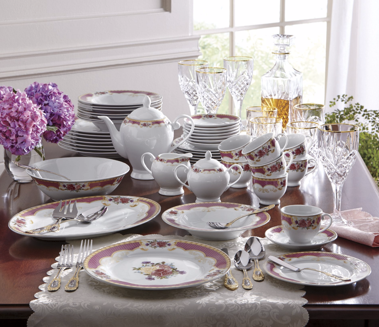 a dinnerware set beautifully arranged