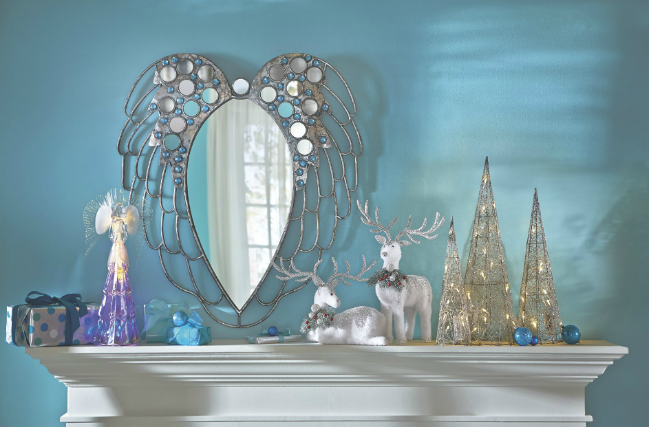 holiday-inspired home accents on a mantle
