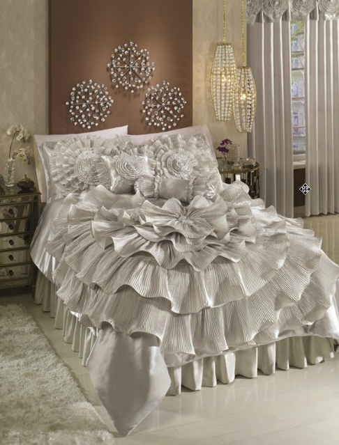 bedroom scene with beautiful bedding