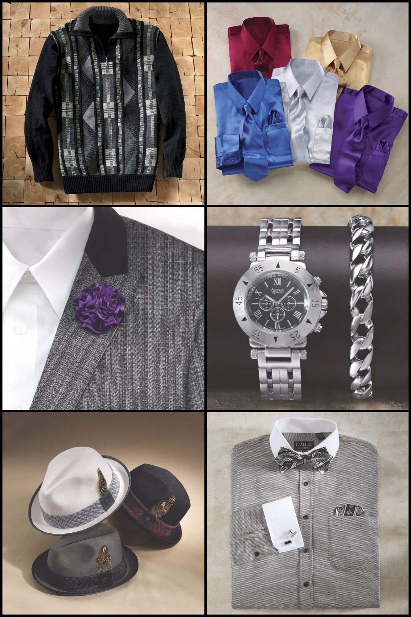 variety of men's clothing & accessories
