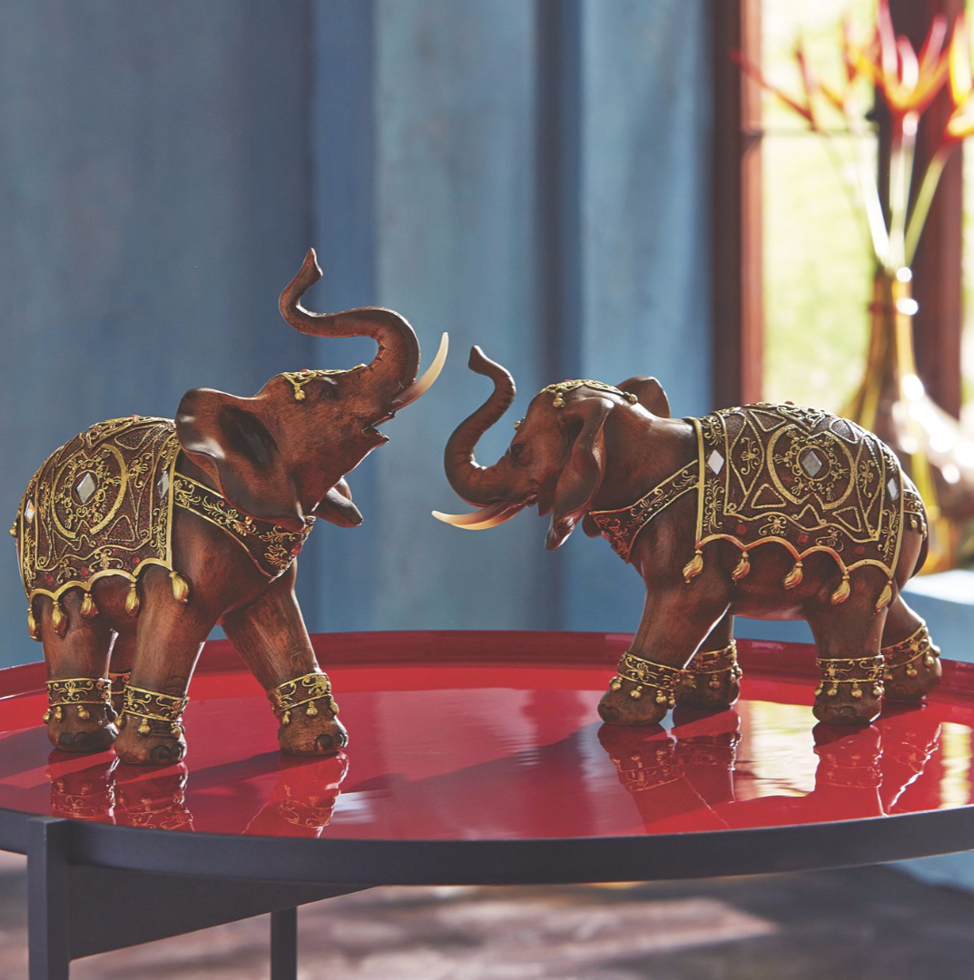 Set of 2 Elephant Figurines