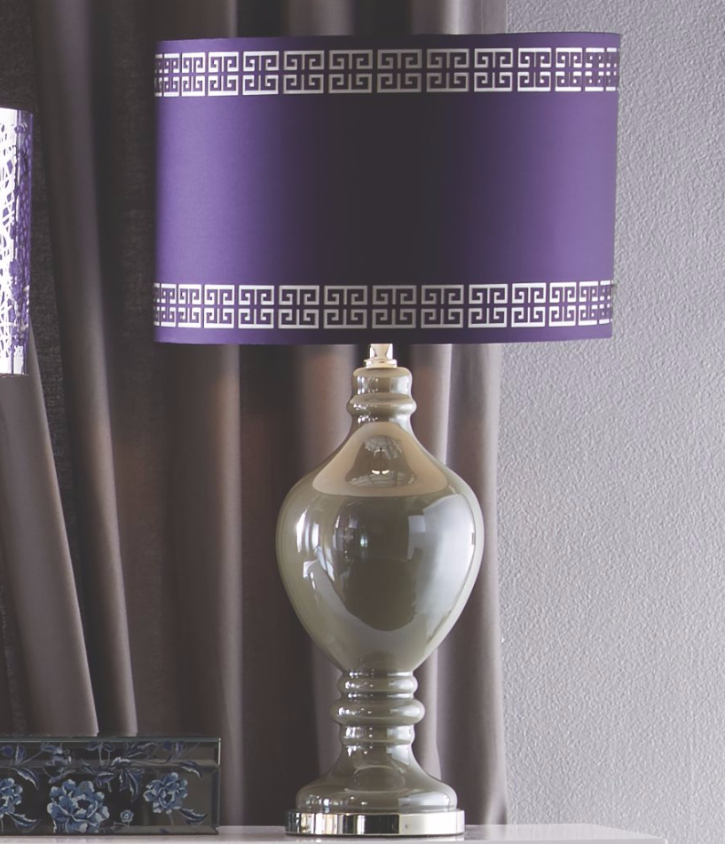 Purple Greek Key Shade Lamp